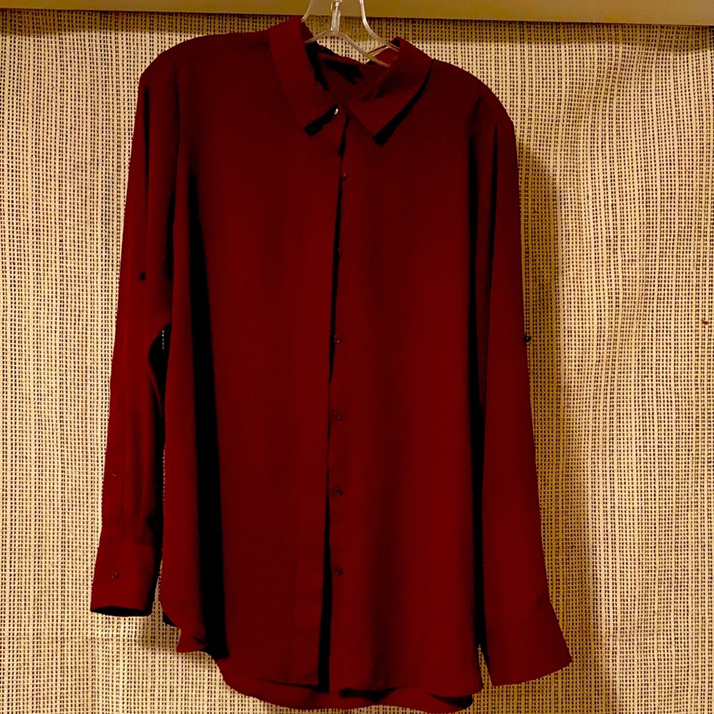 Wassio Burgundy Long Sleeve Blouse